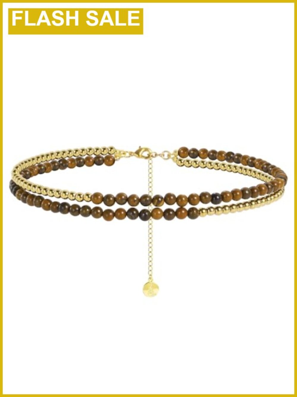 14K Gold-Plated Beaded Choker Necklace 2 Layer Boho Beach Jewelry Gift